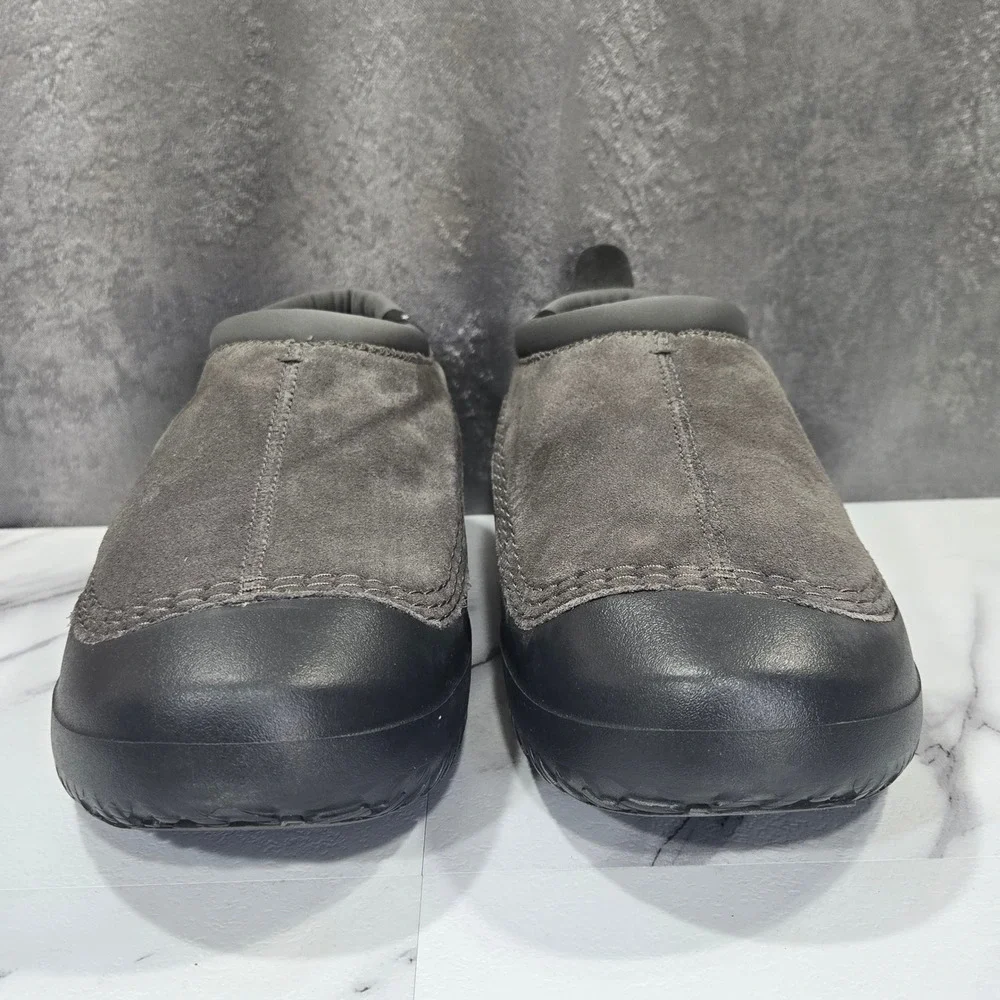 LL Bean Wicked Good Max Slippers Mens 13 Gray Suede Shearling Lined Cozy Casual
